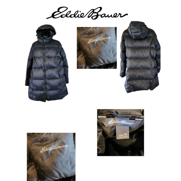Eddie Bauer Jackets & Blazers - EDDIE BAUER EB500 WOMEN'S  LUNA PEAK BLACK HOODED DOWN PUFFER SIZE XL